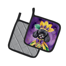 Load image into Gallery viewer, Black Poodle King of Mardi Gras Pot Holders - Set of 2 Decorative Kitchen Helpers | Made in the USA