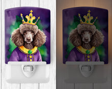 Load image into Gallery viewer, Chocolate Poodle King of Mardi Gras Ceramic Night Light