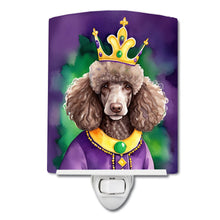 Load image into Gallery viewer, Chocolate Poodle King of Mardi Gras Ceramic Night Light