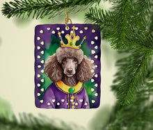 Load image into Gallery viewer, Chocolate Poodle King of Mardi Gras Porcelain Ornament