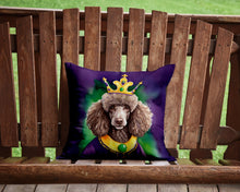 Load image into Gallery viewer, Chocolate Poodle King of Mardi Gras Throw Pillow - 14x14 Decorative Pillow – Art for Your Home &amp; Patio