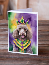 Load image into Gallery viewer, Chocolate Poodle King of Mardi Gras Greeting Cards - Blank Note Cards – 8-Pack of Artist-Designed Cards with Envelopes