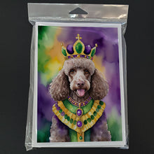 Load image into Gallery viewer, Chocolate Poodle King of Mardi Gras Greeting Cards - Blank Note Cards – 8-Pack of Artist-Designed Cards with Envelopes
