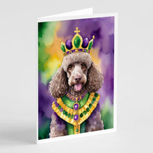 Load image into Gallery viewer, Chocolate Poodle King of Mardi Gras Greeting Cards - Blank Note Cards – 8-Pack of Artist-Designed Cards with Envelopes