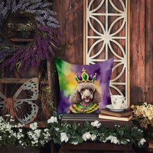 Load image into Gallery viewer, Chocolate Poodle King of Mardi Gras Throw Pillow - 14x14 Decorative Pillow – Art for Your Home &amp; Patio
