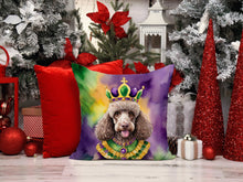 Load image into Gallery viewer, Chocolate Poodle King of Mardi Gras Throw Pillow - 14x14 Decorative Pillow – Art for Your Home &amp; Patio
