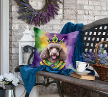 Load image into Gallery viewer, Chocolate Poodle King of Mardi Gras Throw Pillow