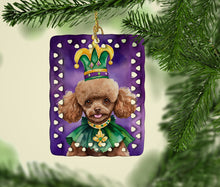 Load image into Gallery viewer, Poodle King of Mardi Gras Porcelain Ornament