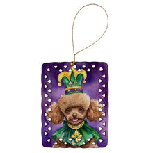 Load image into Gallery viewer, Poodle King of Mardi Gras Porcelain Ornament