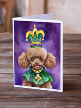 Load image into Gallery viewer, Poodle King of Mardi Gras Greeting Cards - Blank Note Cards – 8-Pack of Artist-Designed Cards with Envelopes