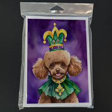 Load image into Gallery viewer, Poodle King of Mardi Gras Greeting Cards - Blank Note Cards – 8-Pack of Artist-Designed Cards with Envelopes