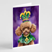 Load image into Gallery viewer, Poodle King of Mardi Gras Greeting Cards - Blank Note Cards – 8-Pack of Artist-Designed Cards with Envelopes