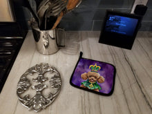 Load image into Gallery viewer, Poodle King of Mardi Gras Pot Holders - Set of 2 Decorative Kitchen Helpers | Made in the USA