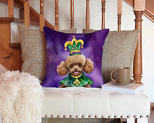 Load image into Gallery viewer, Poodle King of Mardi Gras Throw Pillow - 14x14 Decorative Pillow – Art for Your Home &amp; Patio