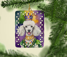 Load image into Gallery viewer, White Poodle King of Mardi Gras Porcelain Ornament