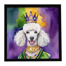 Load image into Gallery viewer, White Poodle King of Mardi Gras Framed Metal Print