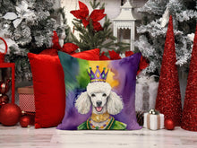 Load image into Gallery viewer, White Poodle King of Mardi Gras Throw Pillow