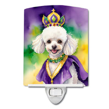 Load image into Gallery viewer, White Poodle King of Mardi Gras Ceramic Night Light
