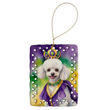 Load image into Gallery viewer, White Poodle King of Mardi Gras Porcelain Ornament