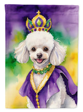 Load image into Gallery viewer, White Poodle King of Mardi Gras Garden Flag - Vibrant Dog-Themed Yard Decor by Caroline's Treasures