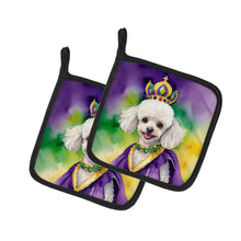 Load image into Gallery viewer, White Poodle King of Mardi Gras Pot Holders - Set of 2 Decorative Kitchen Helpers | Made in the USA