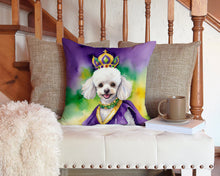 Load image into Gallery viewer, White Poodle King of Mardi Gras Throw Pillow - 14x14 Decorative Pillow – Art for Your Home &amp; Patio
