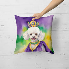 Load image into Gallery viewer, White Poodle King of Mardi Gras Throw Pillow