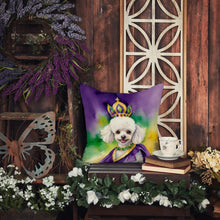 Load image into Gallery viewer, White Poodle King of Mardi Gras Throw Pillow