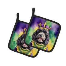Load image into Gallery viewer, Portuguese Water Dog King of Mardi Gras Pot Holders - Set of 2 Decorative Kitchen Helpers | Made in the USA