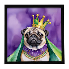 Load image into Gallery viewer, Pug King of Mardi Gras Framed Metal Print