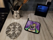 Load image into Gallery viewer, Pug King of Mardi Gras Pot Holders - Set of 2 Decorative Kitchen Helpers | Made in the USA