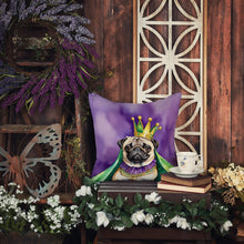 Load image into Gallery viewer, Pug King of Mardi Gras Throw Pillow