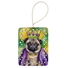 Load image into Gallery viewer, Pug King of Mardi Gras Porcelain Ornament