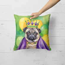 Load image into Gallery viewer, Pug King of Mardi Gras Throw Pillow