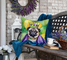 Load image into Gallery viewer, Pug King of Mardi Gras Throw Pillow