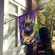 Load image into Gallery viewer, Black Pug King of Mardi Gras House Flag