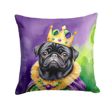 Load image into Gallery viewer, Black Pug King of Mardi Gras Throw Pillow