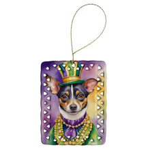 Load image into Gallery viewer, Rat Terrier King of Mardi Gras Porcelain Ornament