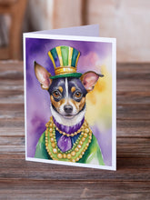 Load image into Gallery viewer, Rat Terrier King of Mardi Gras Greeting Cards - Blank Note Cards – 8-Pack of Artist-Designed Cards with Envelopes