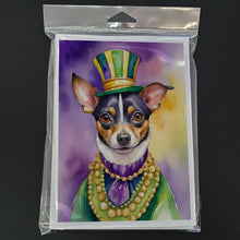 Load image into Gallery viewer, Rat Terrier King of Mardi Gras Greeting Cards - Blank Note Cards – 8-Pack of Artist-Designed Cards with Envelopes