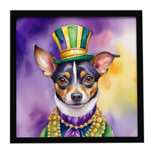 Load image into Gallery viewer, Rat Terrier King of Mardi Gras Framed Metal Print