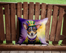 Load image into Gallery viewer, Rat Terrier King of Mardi Gras Throw Pillow - 14x14 Decorative Pillow – Art for Your Home &amp; Patio