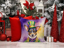Load image into Gallery viewer, Rat Terrier King of Mardi Gras Throw Pillow - 14x14 Decorative Pillow – Art for Your Home &amp; Patio