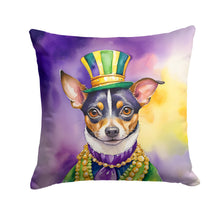 Load image into Gallery viewer, Rat Terrier King of Mardi Gras Throw Pillow - 14x14 Decorative Pillow – Art for Your Home &amp; Patio