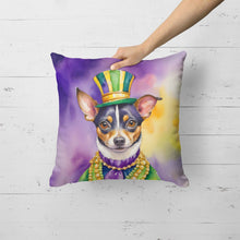 Load image into Gallery viewer, Rat Terrier King of Mardi Gras Throw Pillow