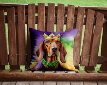 Load image into Gallery viewer, Redbone Coonhound King of Mardi Gras Throw Pillow - 14x14 Decorative Pillow – Art for Your Home &amp; Patio