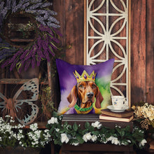 Load image into Gallery viewer, Redbone Coonhound King of Mardi Gras Throw Pillow - 14x14 Decorative Pillow – Art for Your Home &amp; Patio