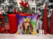 Load image into Gallery viewer, Redbone Coonhound King of Mardi Gras Throw Pillow - 14x14 Decorative Pillow – Art for Your Home &amp; Patio