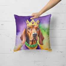 Load image into Gallery viewer, Redbone Coonhound King of Mardi Gras Throw Pillow