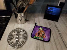 Load image into Gallery viewer, Redbone Coonhound King of Mardi Gras Pot Holders - Set of 2 Decorative Kitchen Helpers | Made in the USA